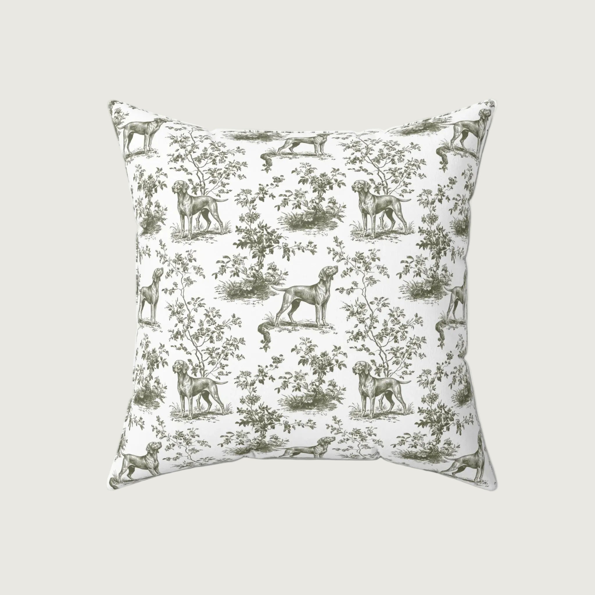 Dog Sage Green French Toile Pillow