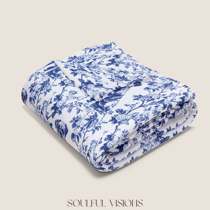 Boxer French Toile De Jouy Blanket
