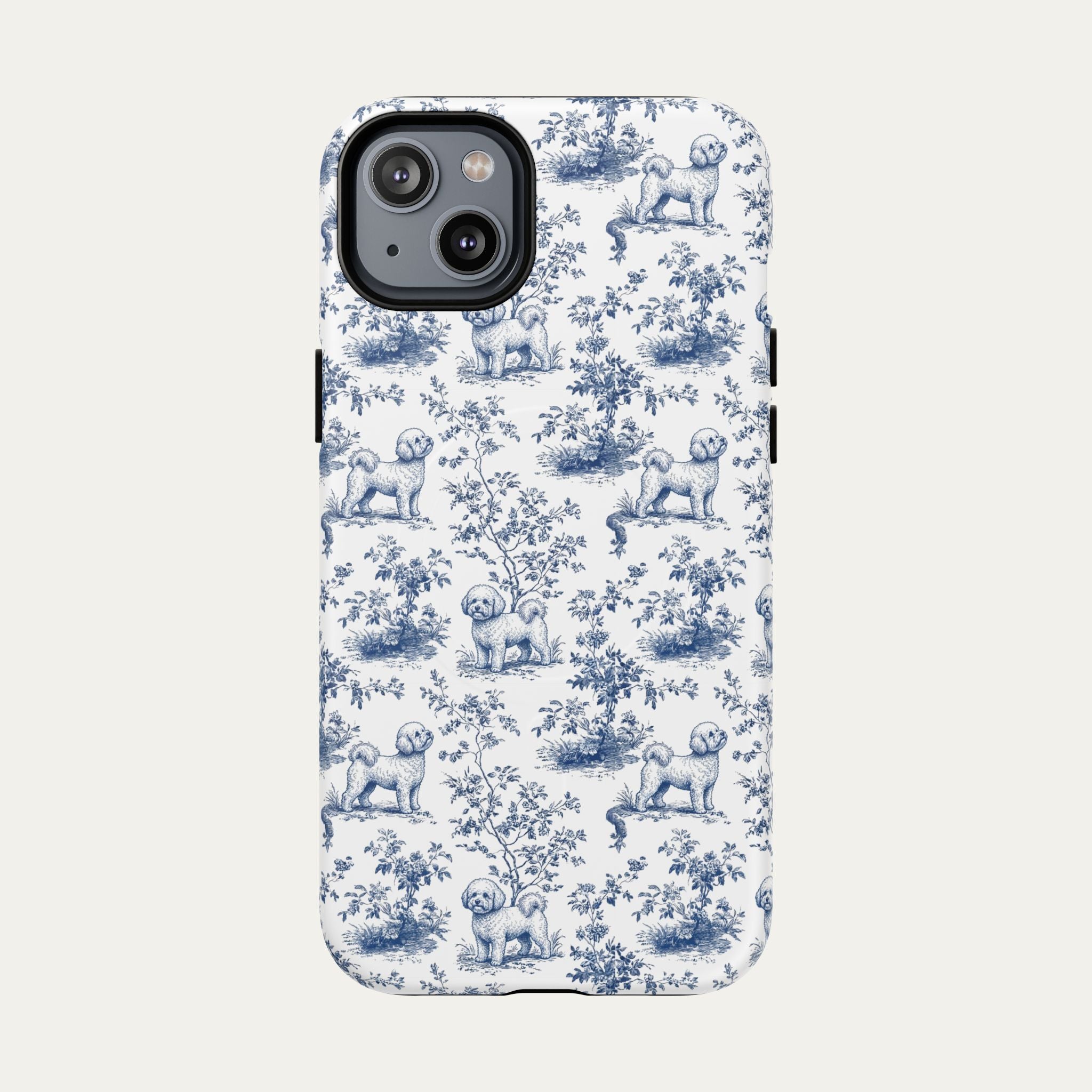 Bichon Frise Blue Toile Phone case