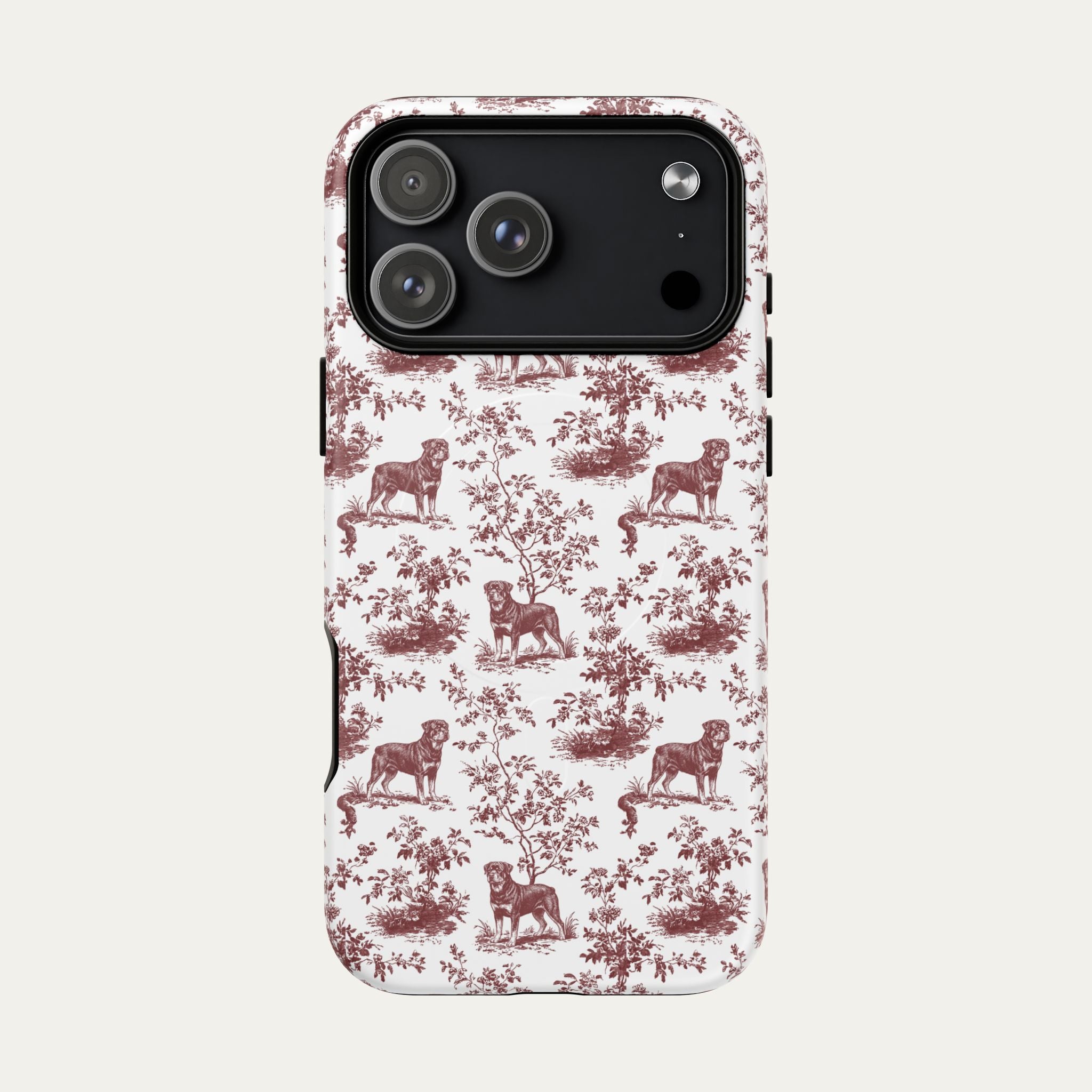 Rottweiler Burgundy Toile phone Case