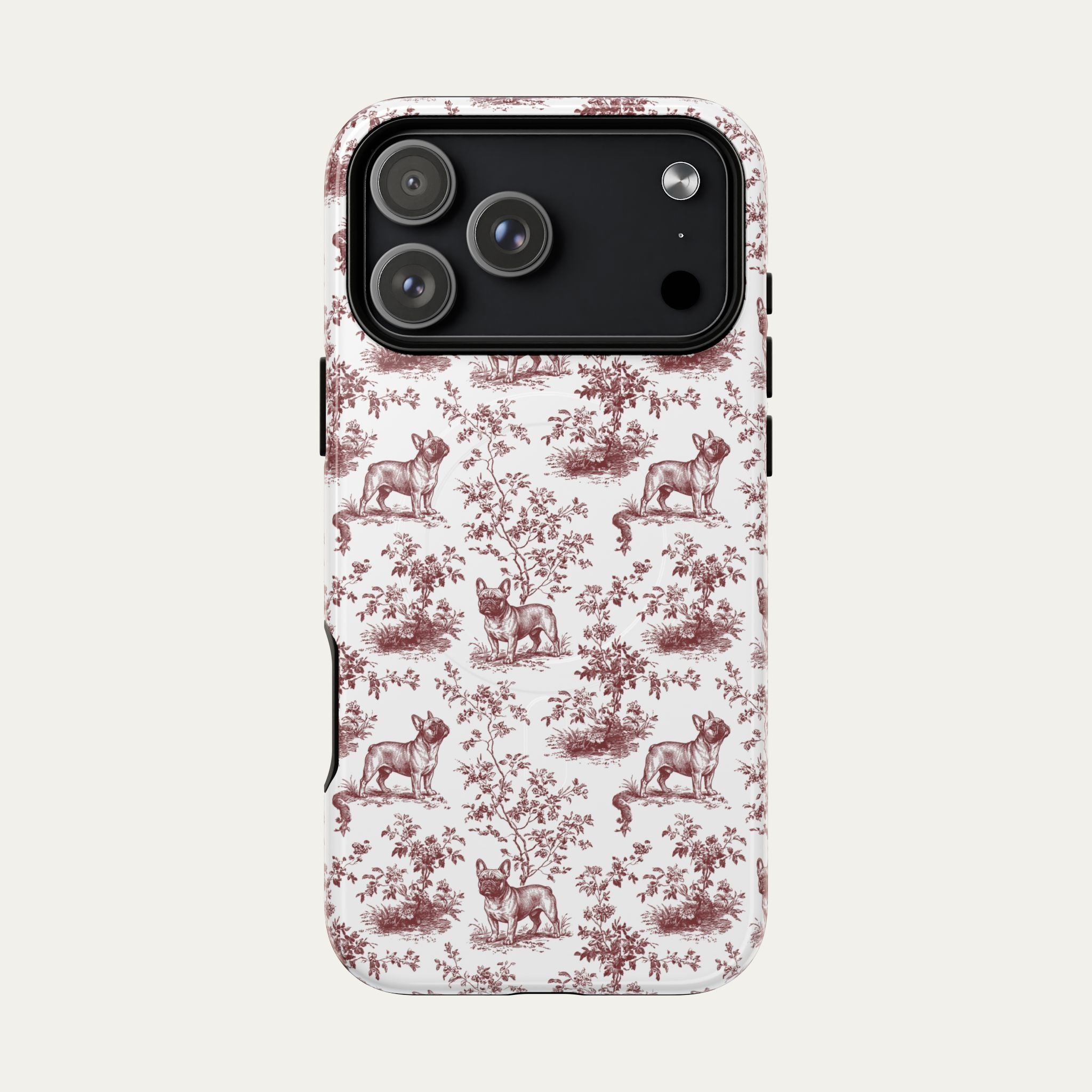 French Bulldog Burgundy Toile phone Case