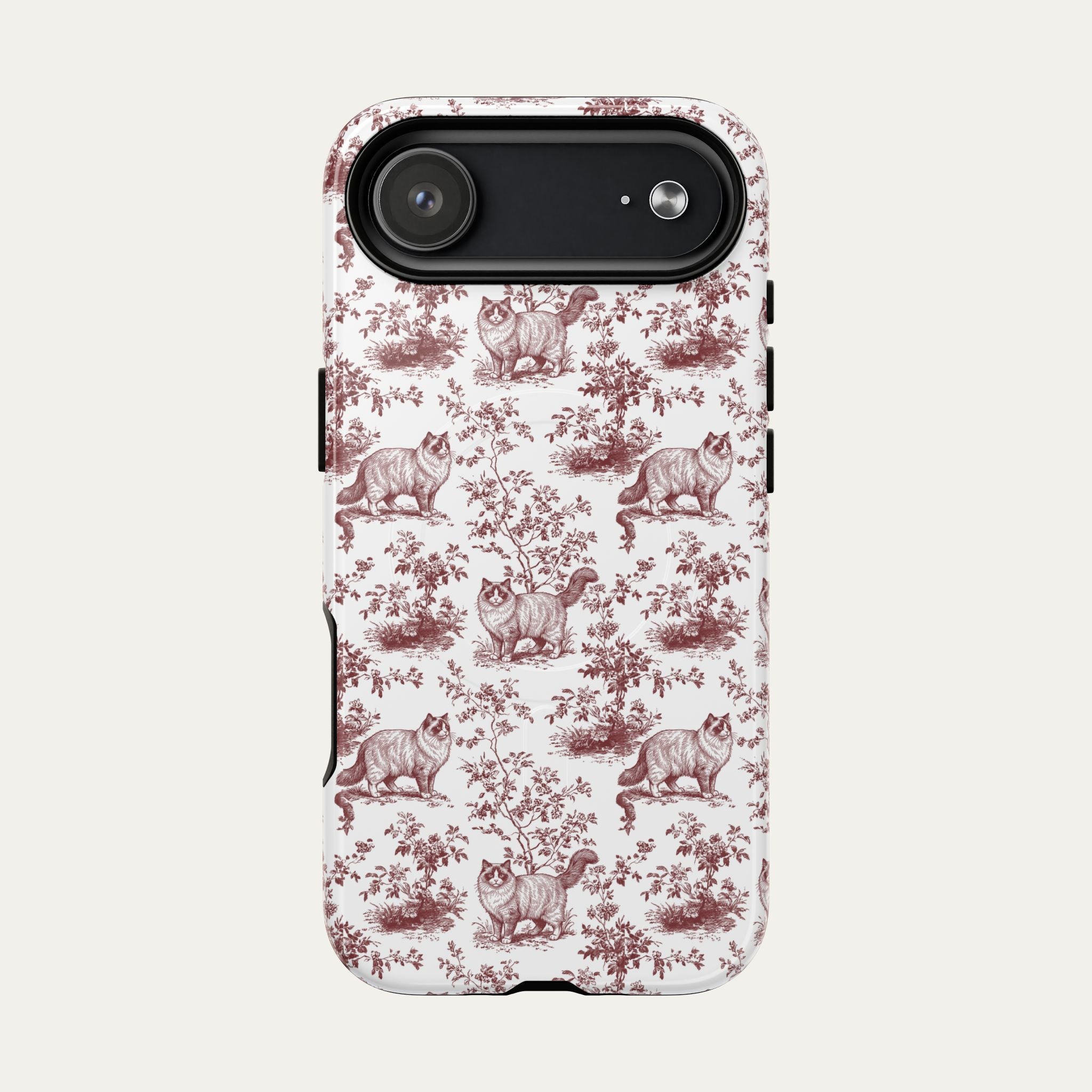 Ragdoll Cat Burgundy Toile phone Case