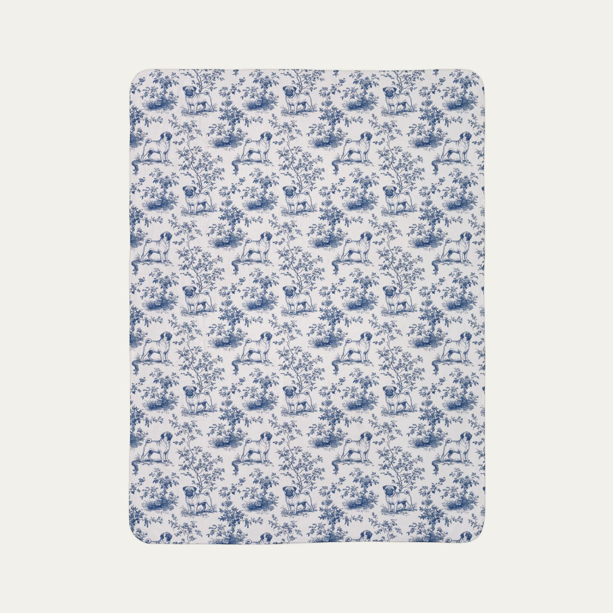 Pug Toile De Jouy Fleece Blanket