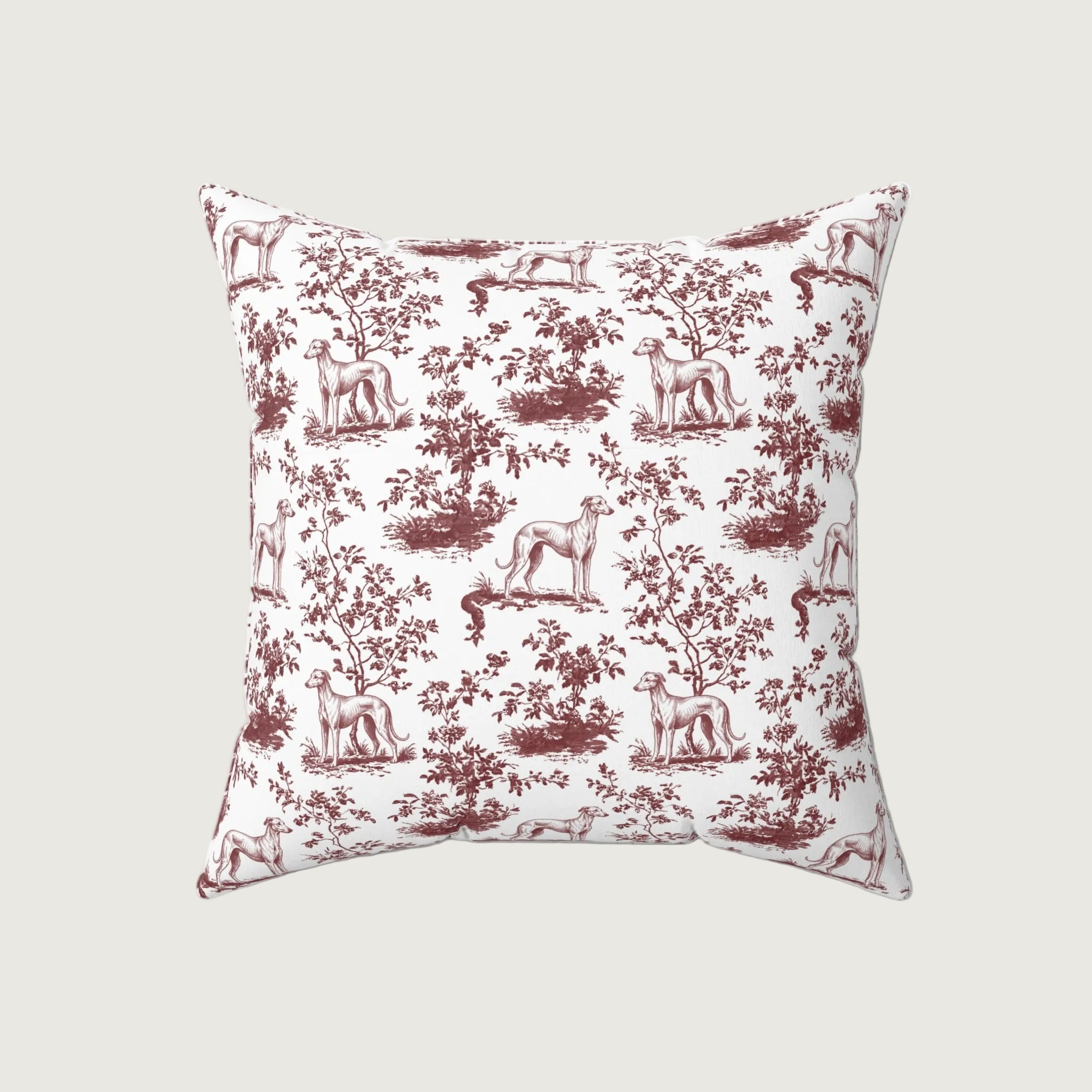 Dog Burgundy French Toile Pillow
