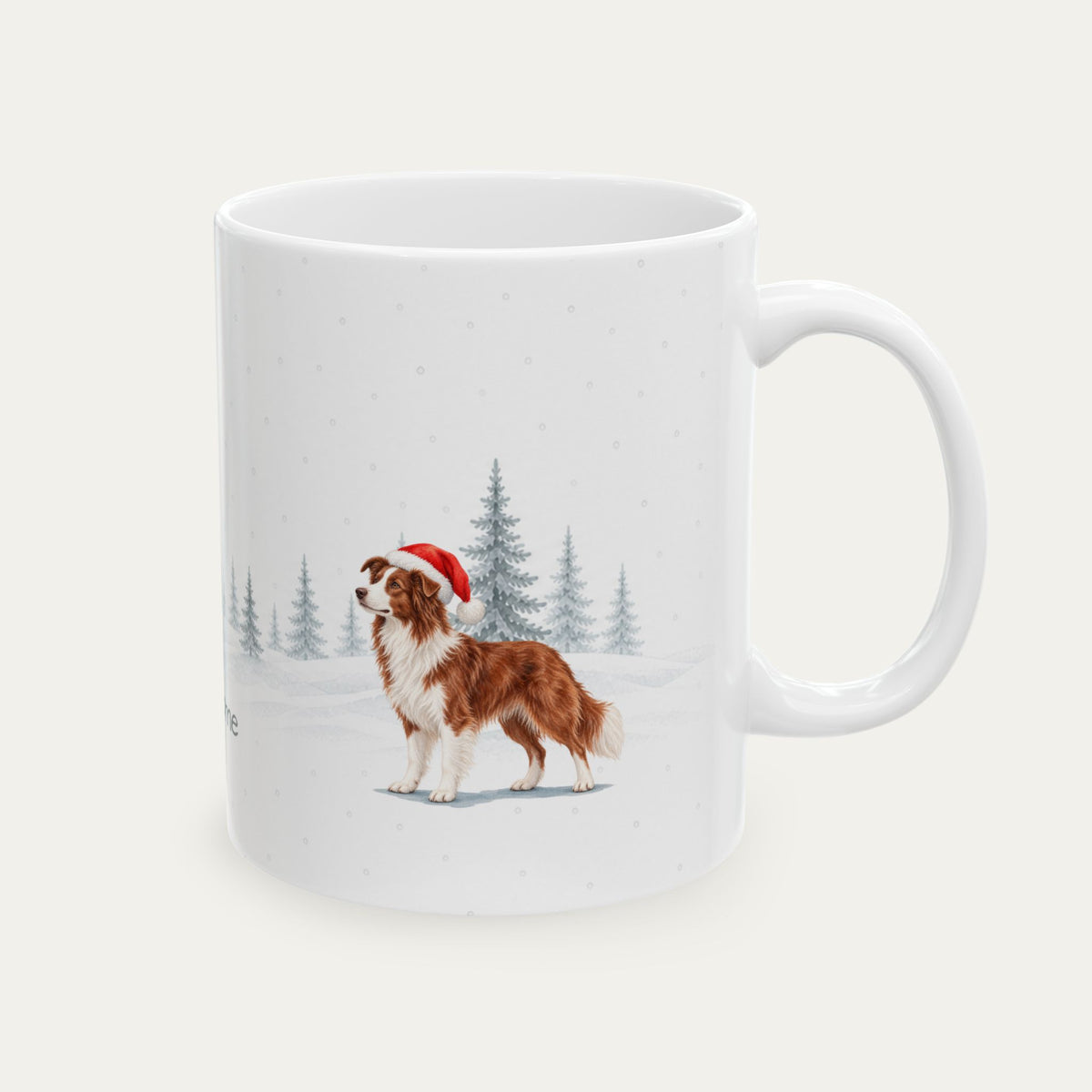 Custom Border Collie Red and White  Christmas Santa Hat Mug