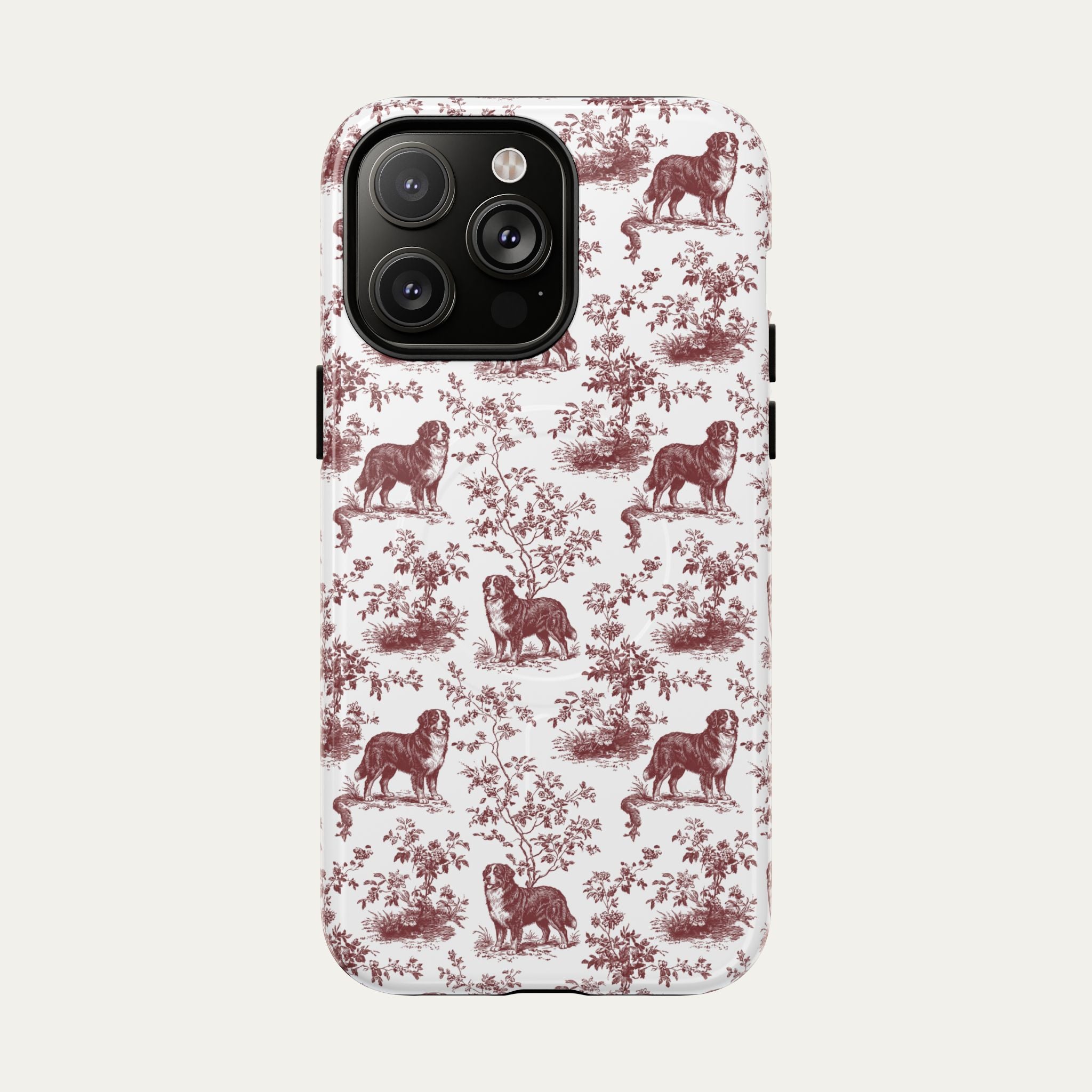 Bernese Mountain Burgundy Toile phone Case