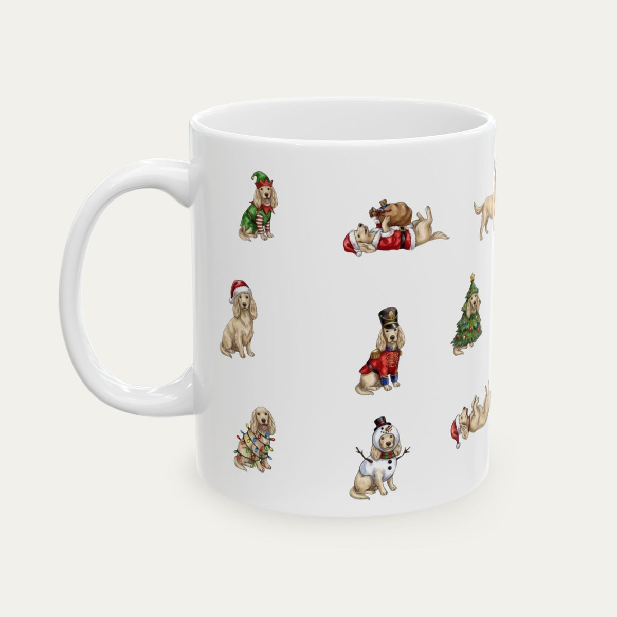 Dachshund LH Cream Christmas Mug