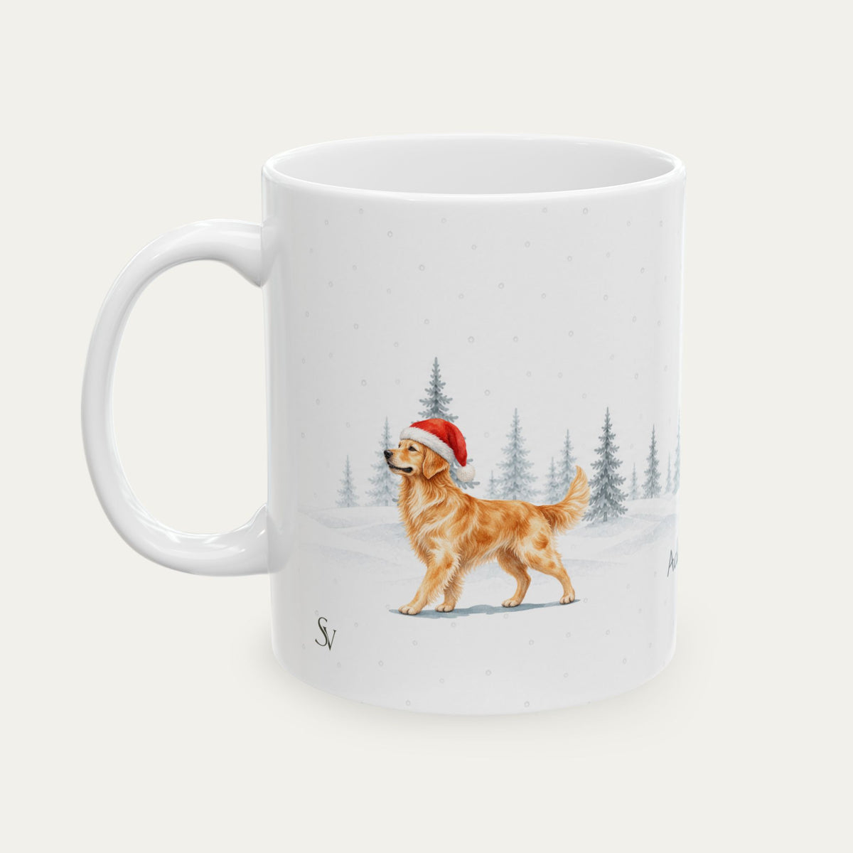Custom Golden Retriever Golden Christmas Santa Hat Mug