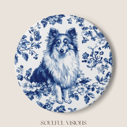 Shetland Sheepdog Ceramic Coaster French Toile