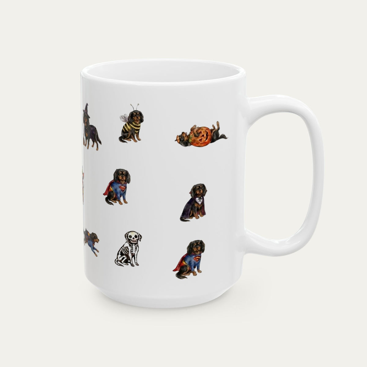 Cavalier Spaniel Black and Tan Halloween mug