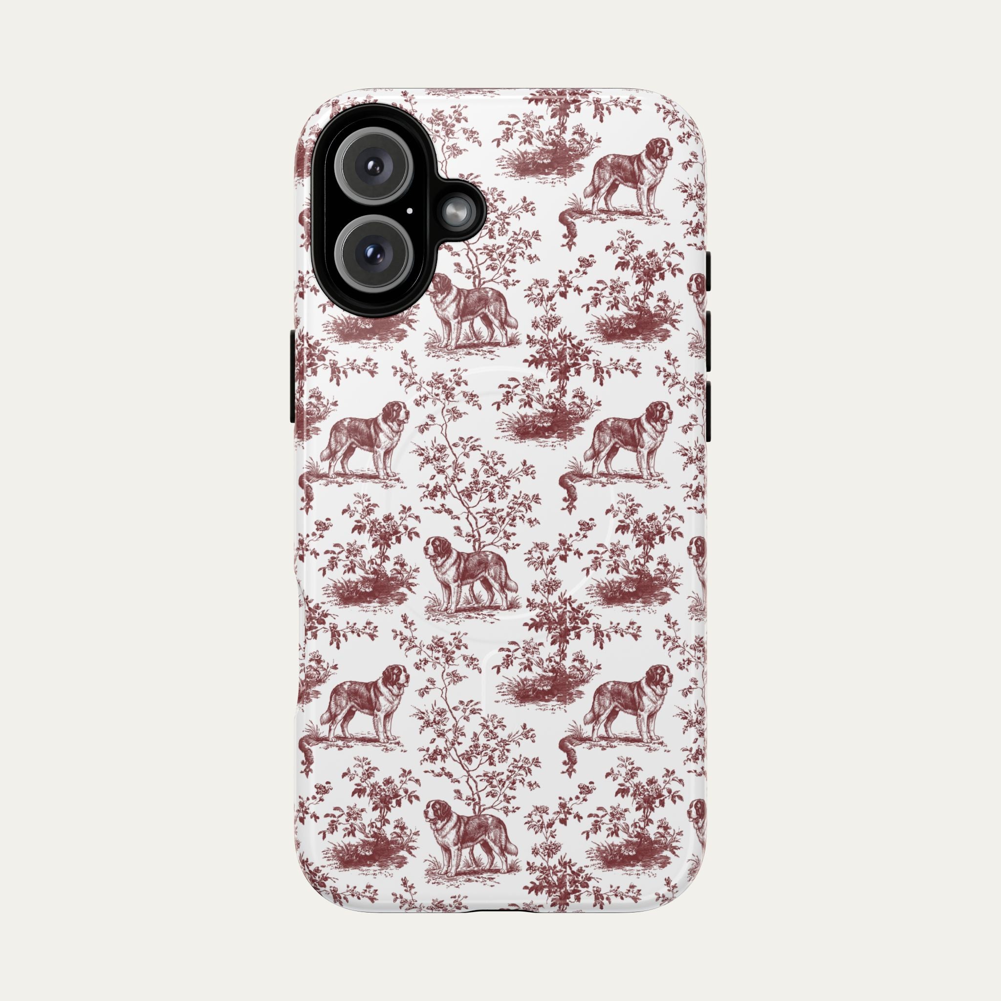 Saint Bernard Burgundy Toile phone Case