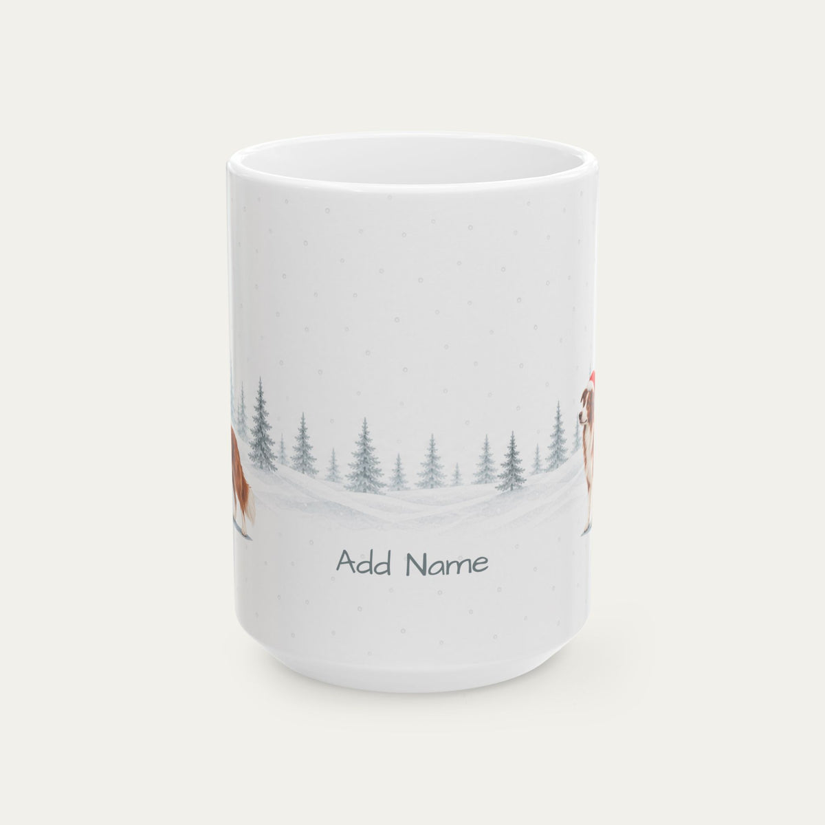 Custom Border Collie Red and White  Christmas Santa Hat Mug