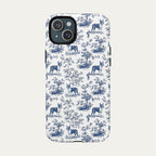 Boston Terrier Blue Toile Phone case