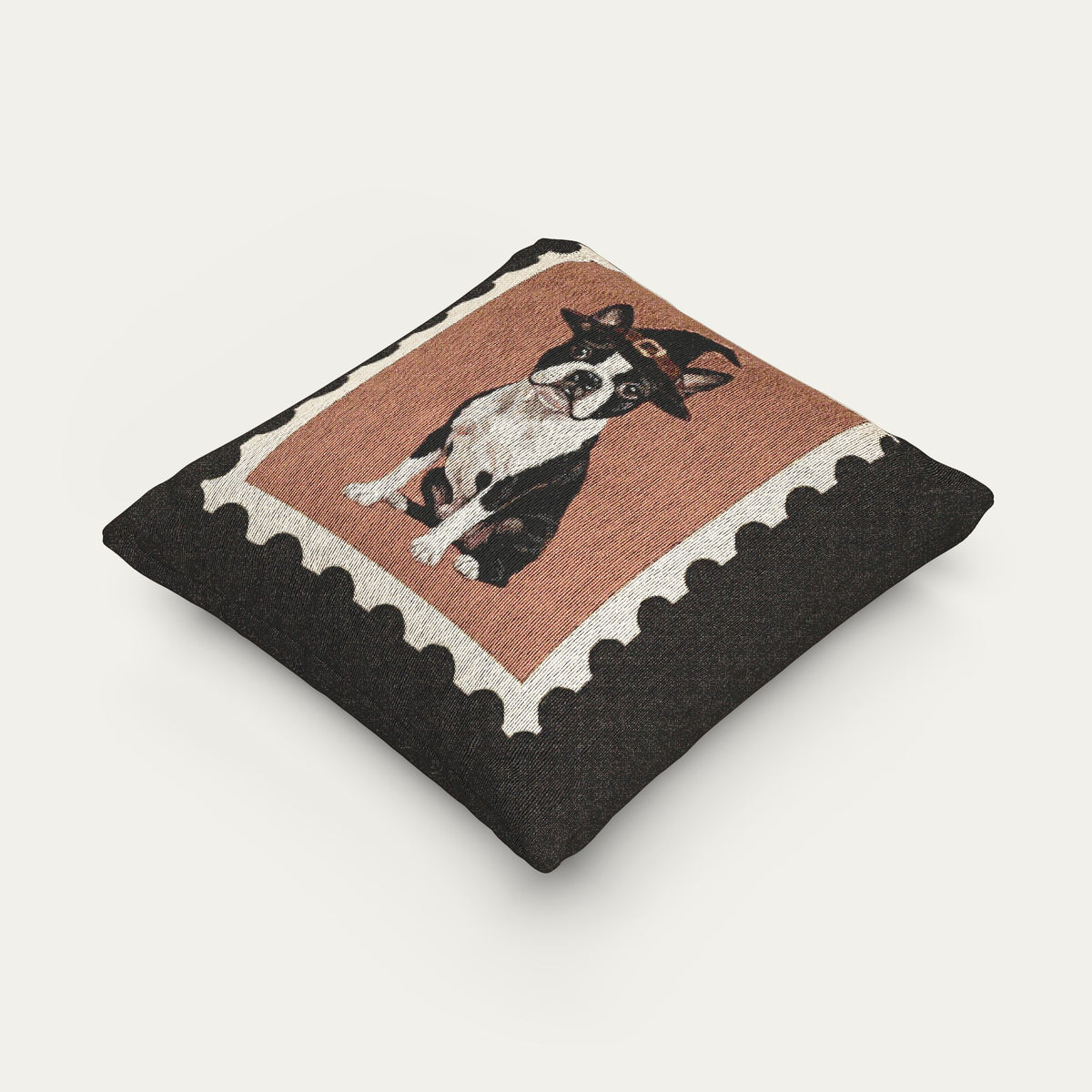 Boston Terrier black and white Halloween Woven Pillow