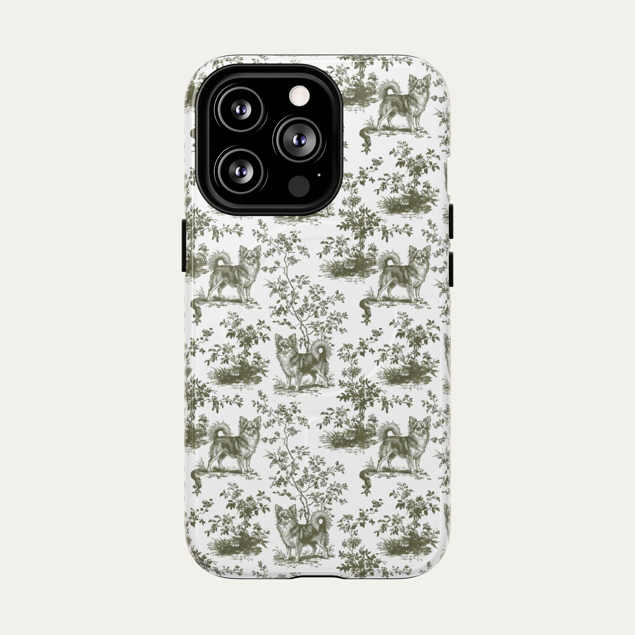 Chihuahua Longhaired Sage Green Toile phone Case