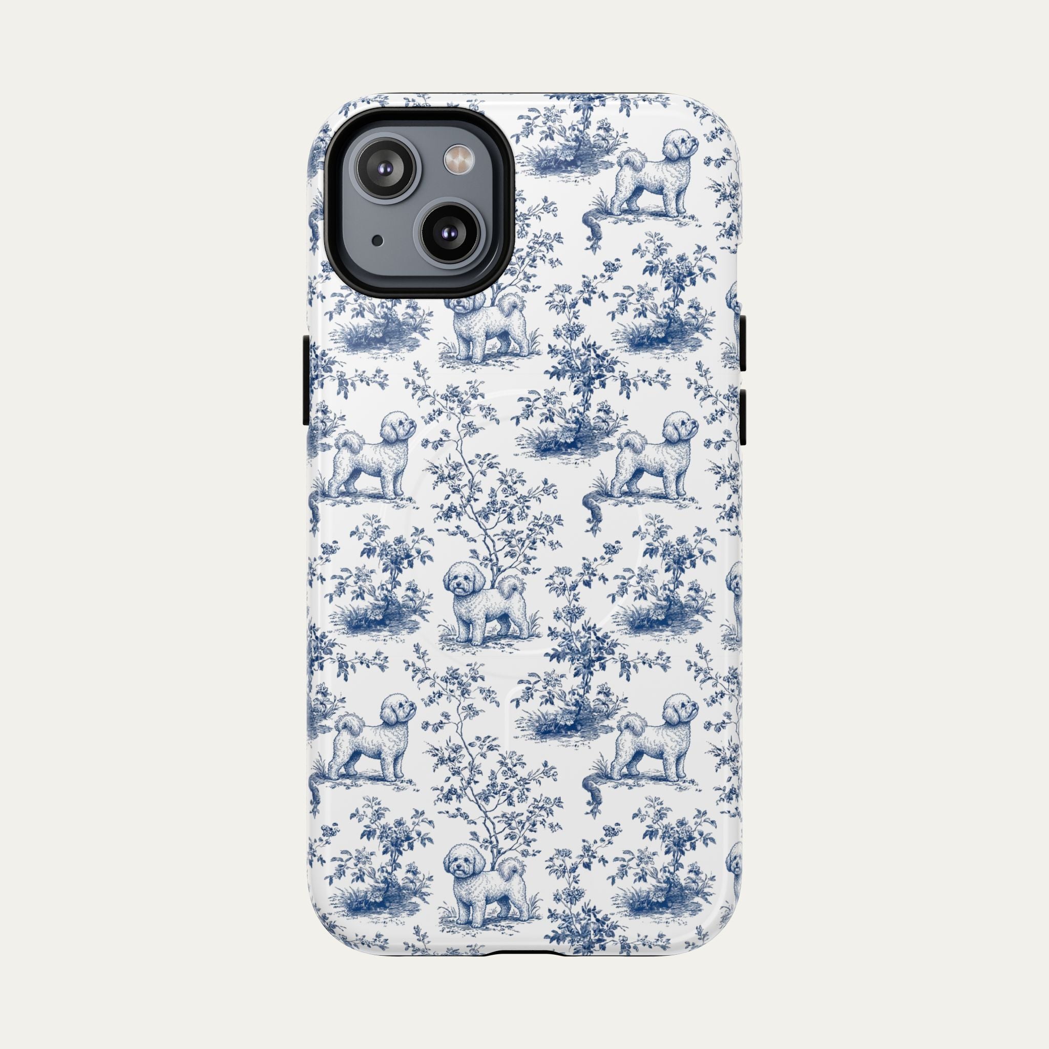 Bichon Frise Blue Toile Phone case