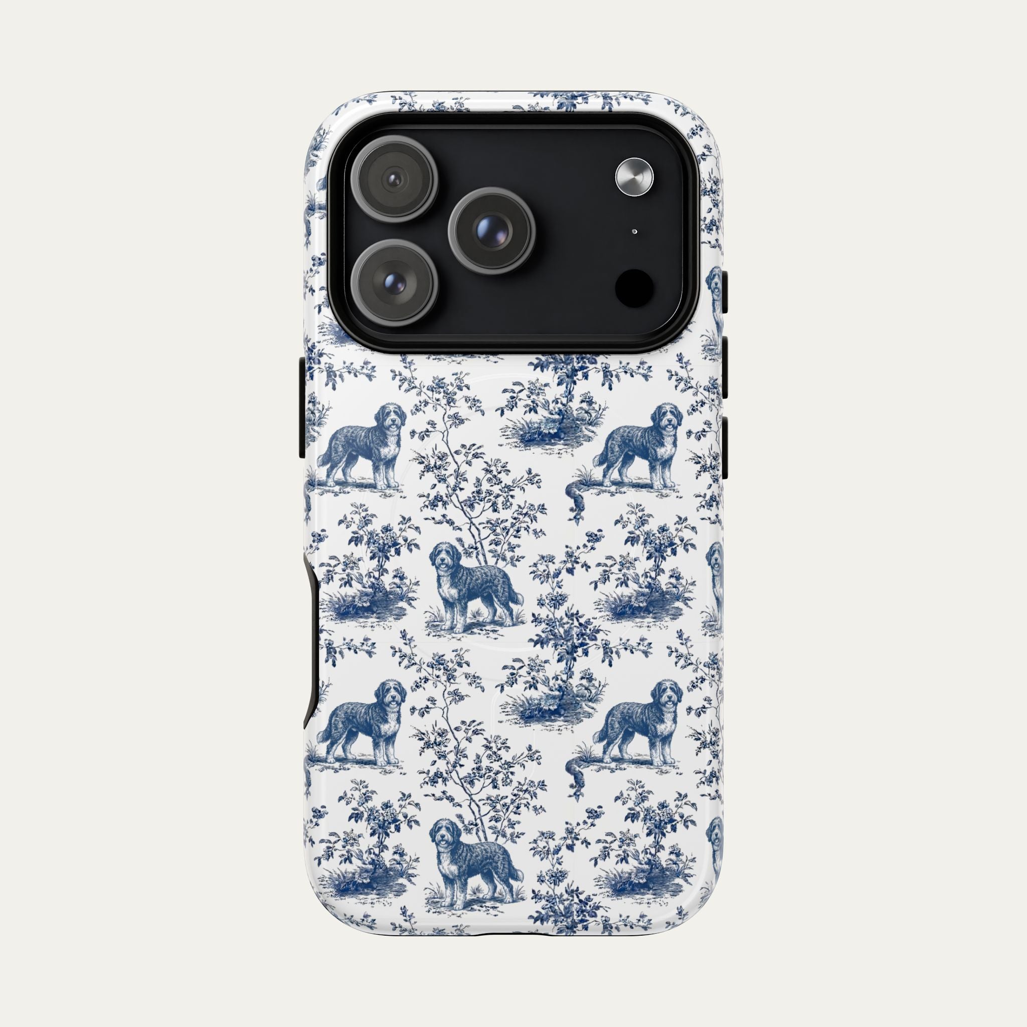 Bernedoodle Blue Toile Phone case