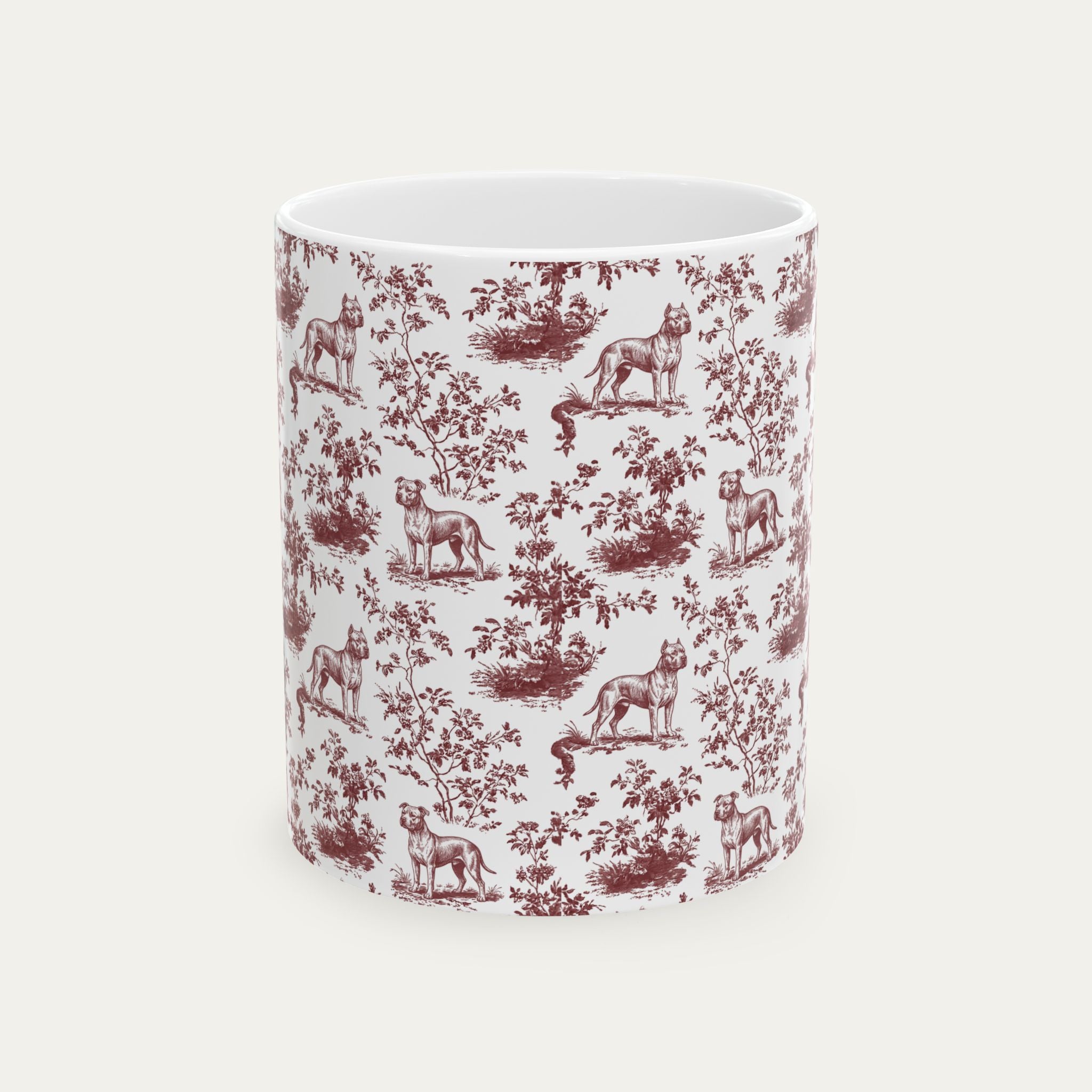 Pitbull Burgundy Toile Mug
