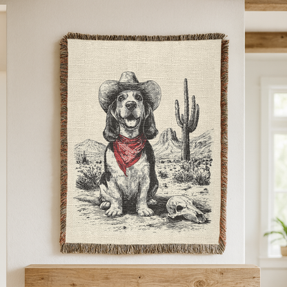 Basset Hound Western Woven Blanket