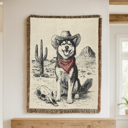 Siberian Husky Woven Blanket