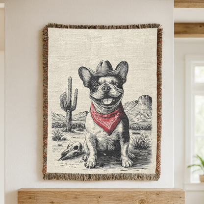 French Bulldog Woven Blanket