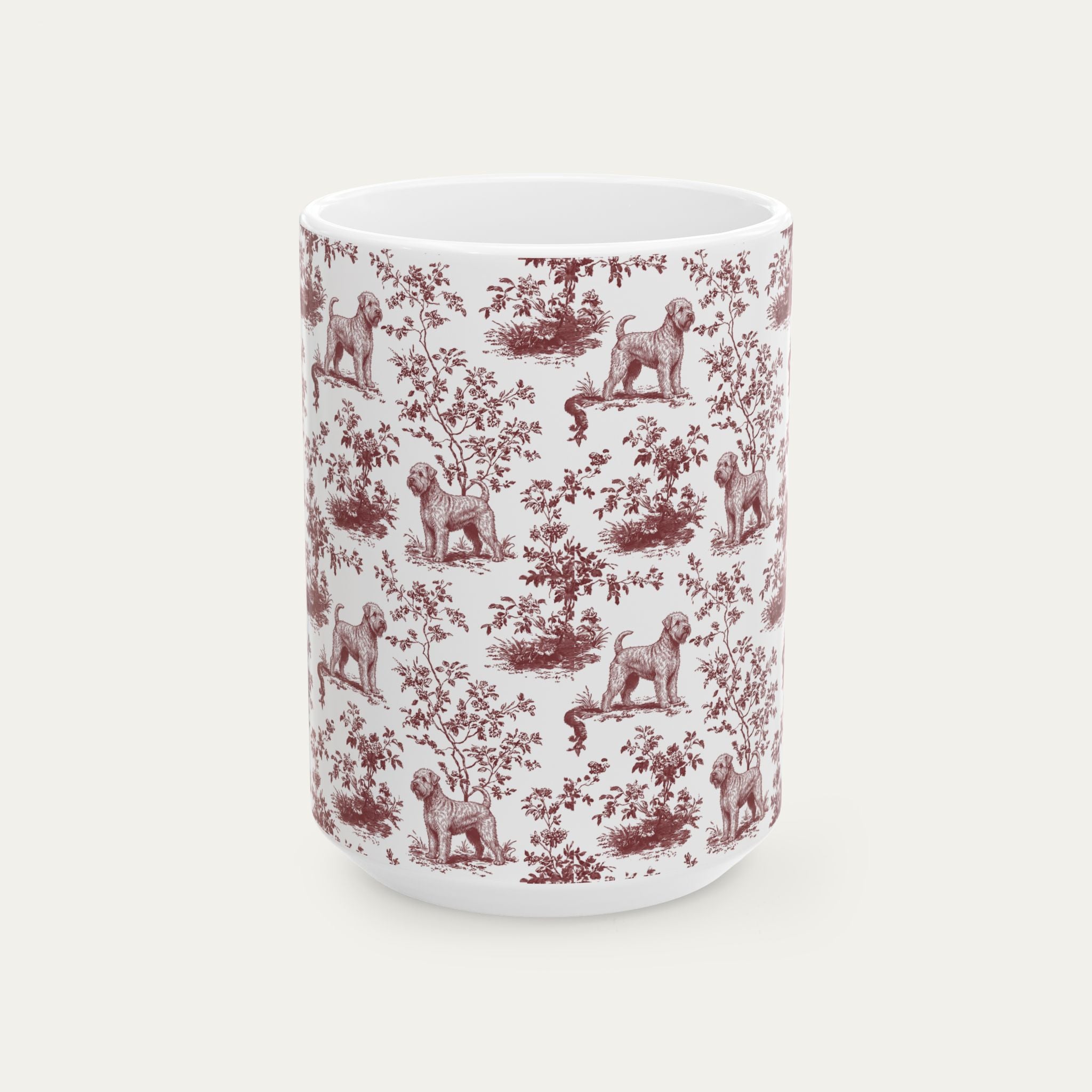 Wheaten Terrier Burgundy Toile Mug