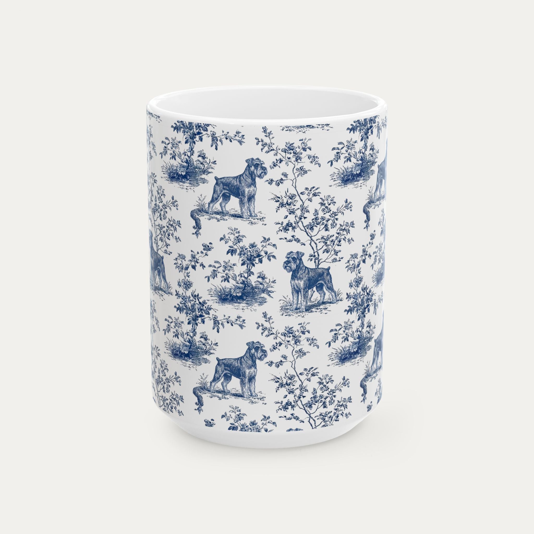 Schnauzer Blue Toile Mug