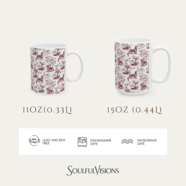 Australian Shepherd Burgundy Toile Mug