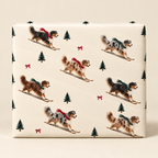 Australian Shepherd Christmas Skiing Wrapping Paper