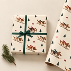 Basset Hound Christmas Skiing Wrapping Paper