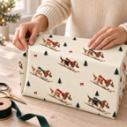 Basset Hound Christmas Skiing Wrapping Paper