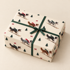 Border Collie Christmas Skiing Wrapping Paper