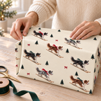 Border Collie Christmas Skiing Wrapping Paper