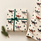 Border Collie Christmas Skiing Wrapping Paper