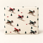 Boston Terrier Christmas Skiing Wrapping Paper