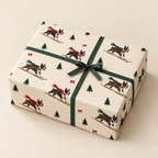 Boston Terrier Christmas Skiing Wrapping Paper