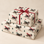 Boston Terrier Christmas Skiing Wrapping Paper