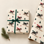 Boston Terrier Christmas Skiing Wrapping Paper