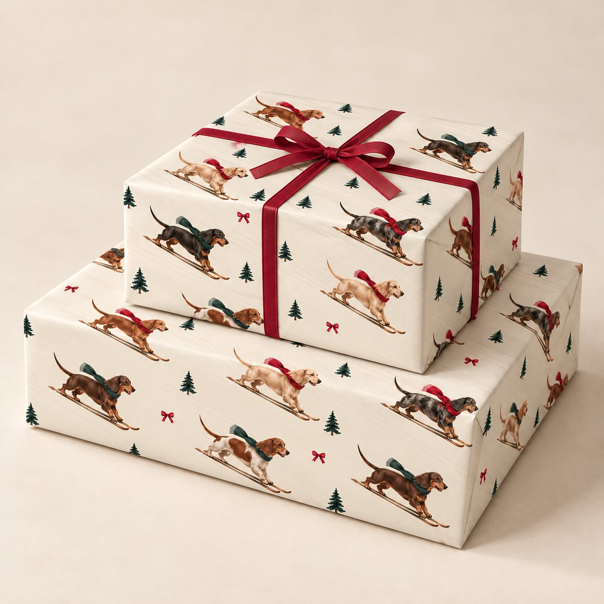 Dachshund Christmas Skiing Wrapping Paper