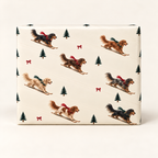 Long-Haired Dachshund Christmas Skiing Wrapping Paper