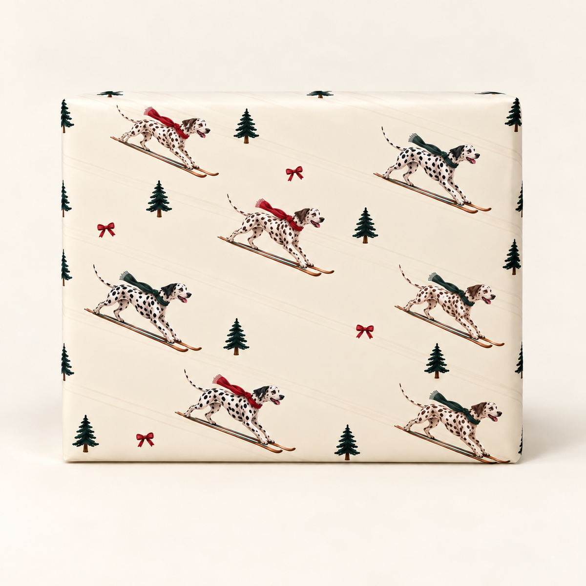 Dalmatian Christmas Skiing Wrapping Paper