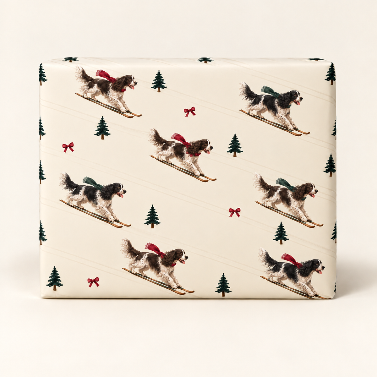 English Springer Spaniel Christmas Skiing Wrapping Paper