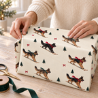 German Shepherd Christmas Skiing Wrapping Paper