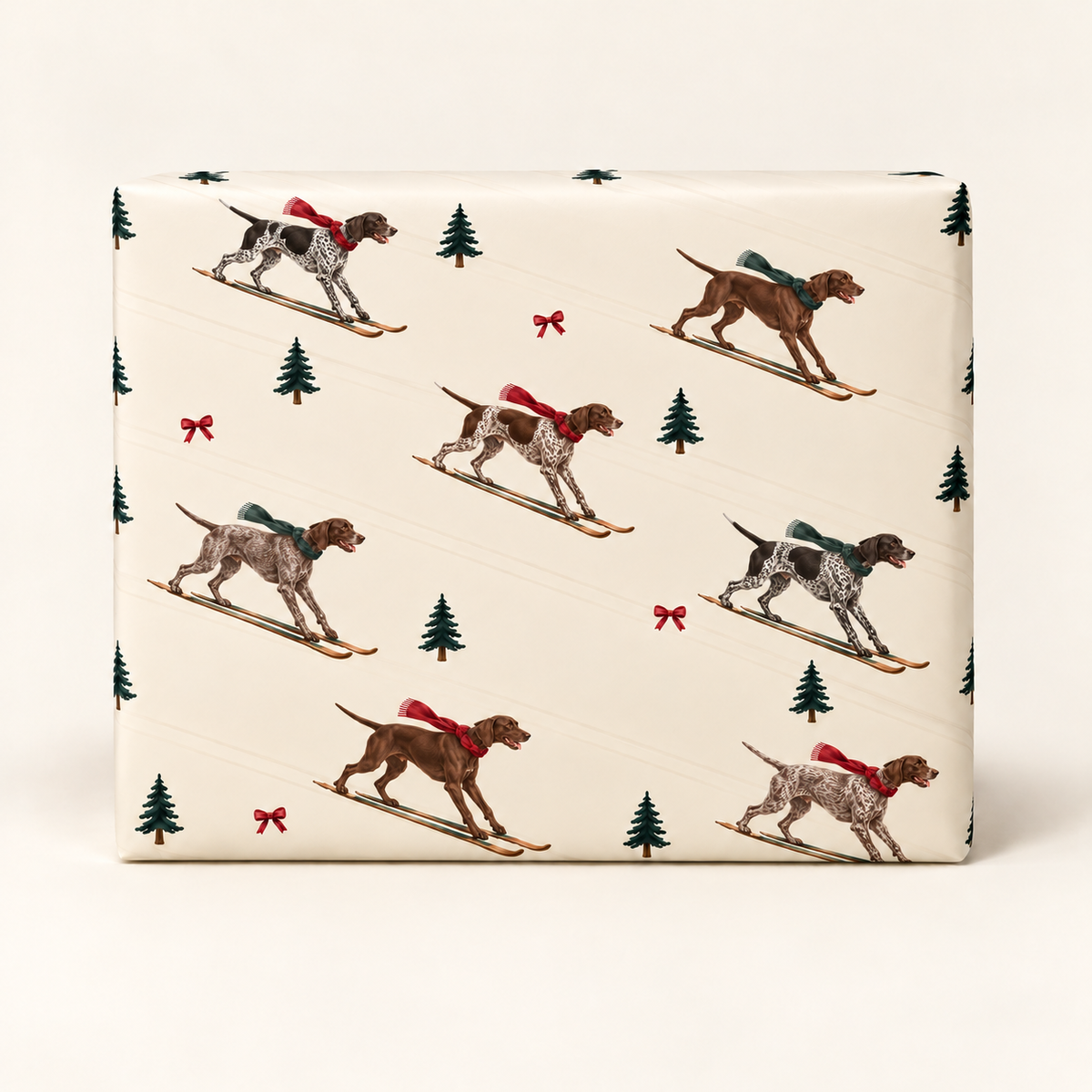 German Shorthaired Pointer Christmas Skiing Wrapping Paper