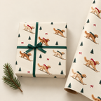 Golden Retriever Christmas Skiing Wrapping Paper