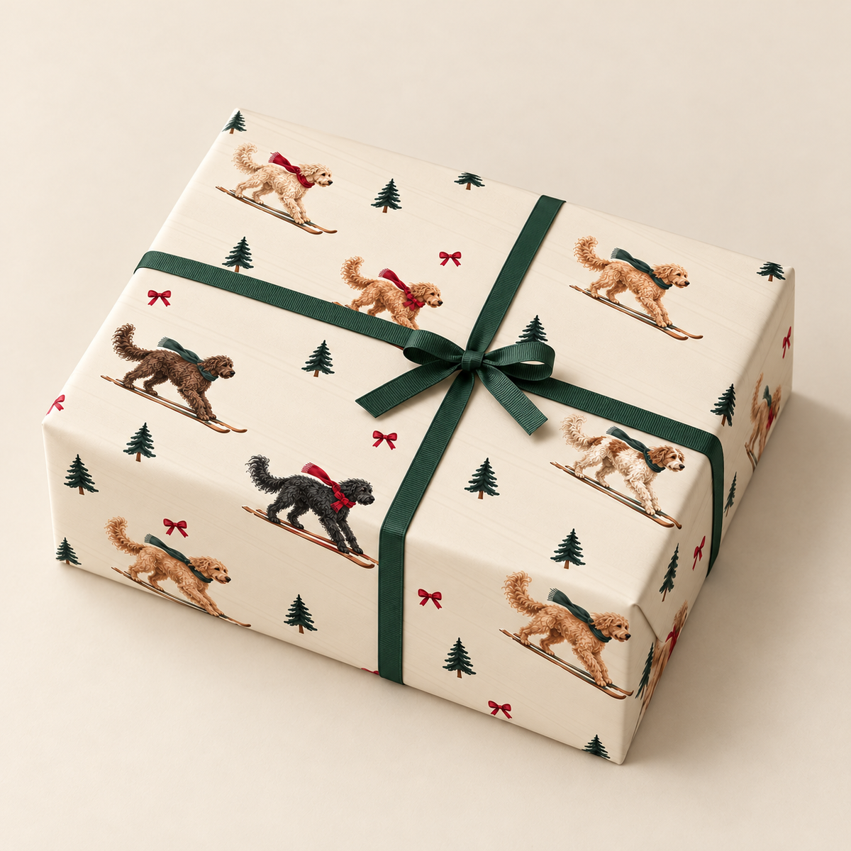 Goldendoodle Christmas Skiing Wrapping Paper