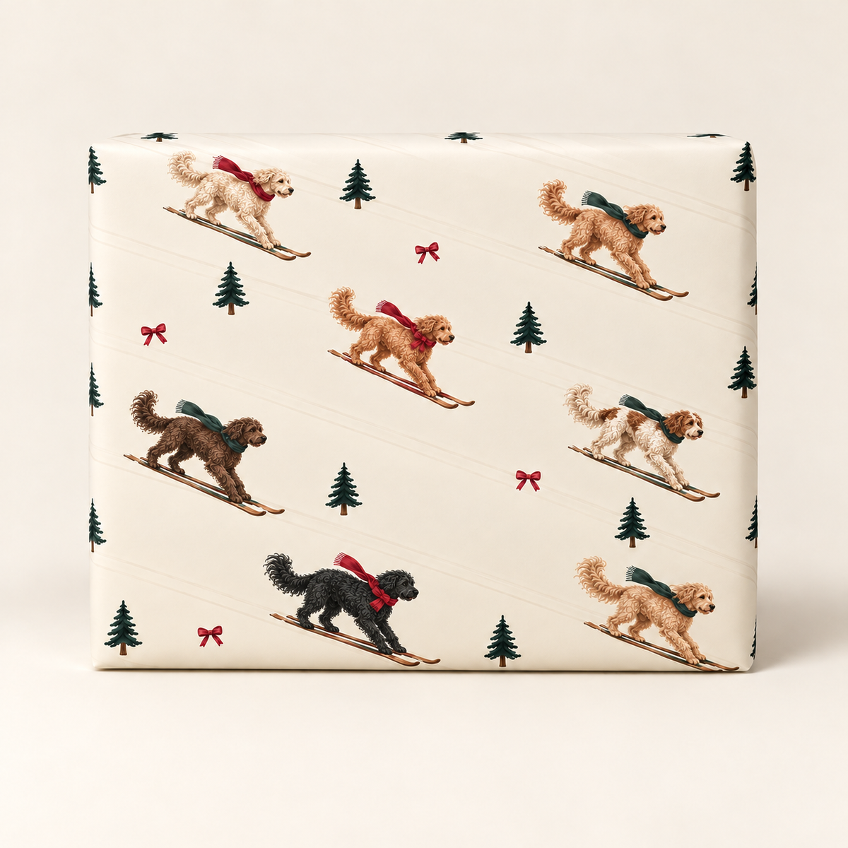 Goldendoodle Christmas Skiing Wrapping Paper