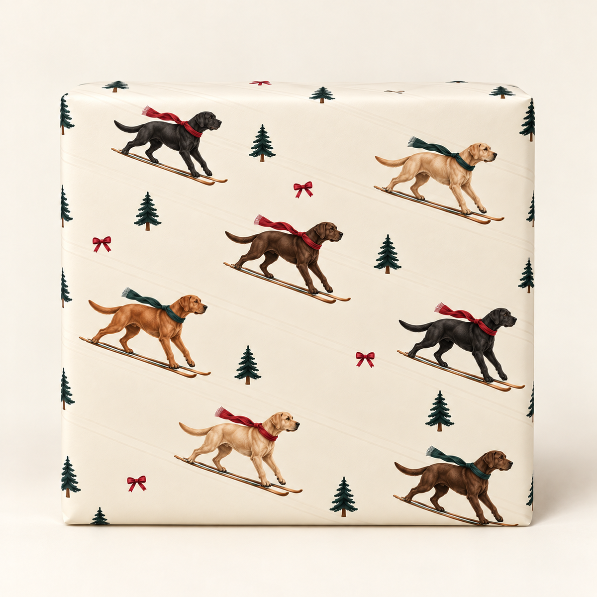 Labrador Retriever Christmas Skiing Wrapping Paper
