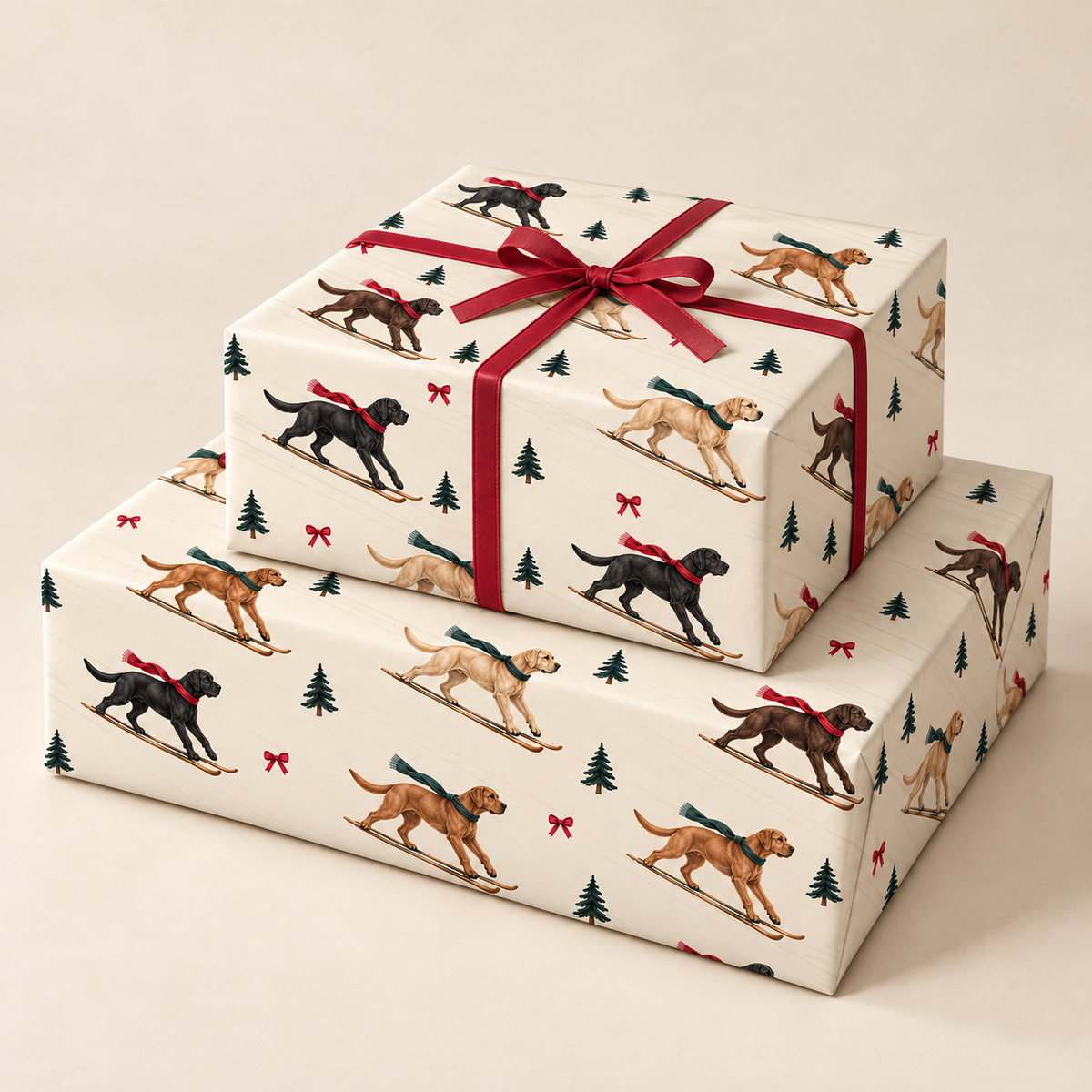 Labrador Retriever Christmas Skiing Wrapping Paper