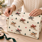 Pit Bull Christmas Skiing Wrapping Paper